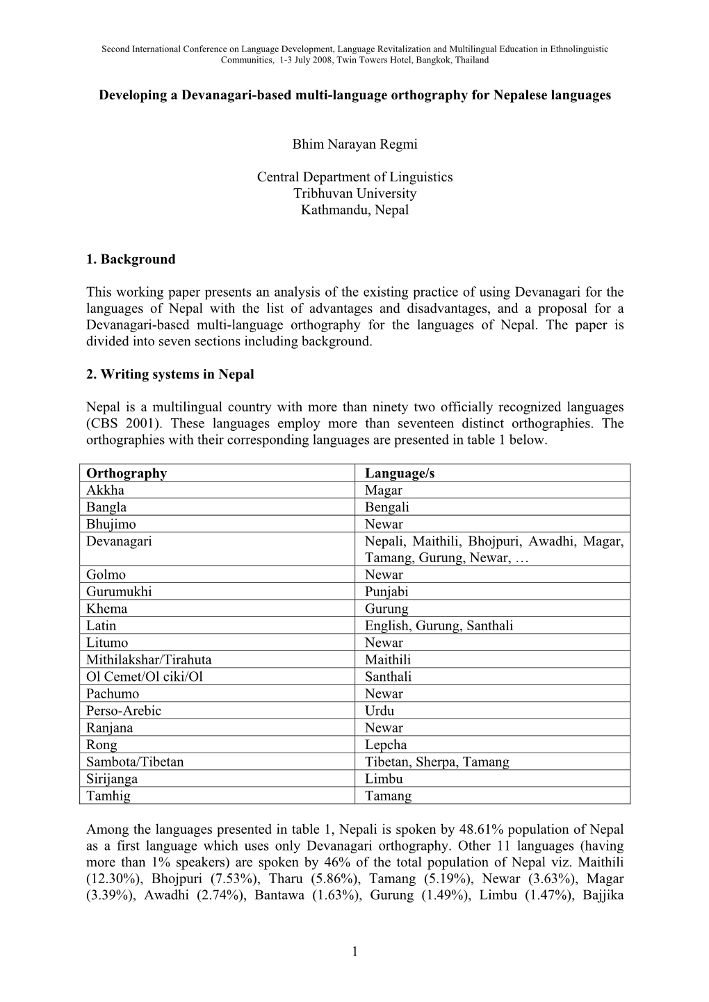 Developing a Devanagari-Based Multi-Language Orthography for Nepalese Languages