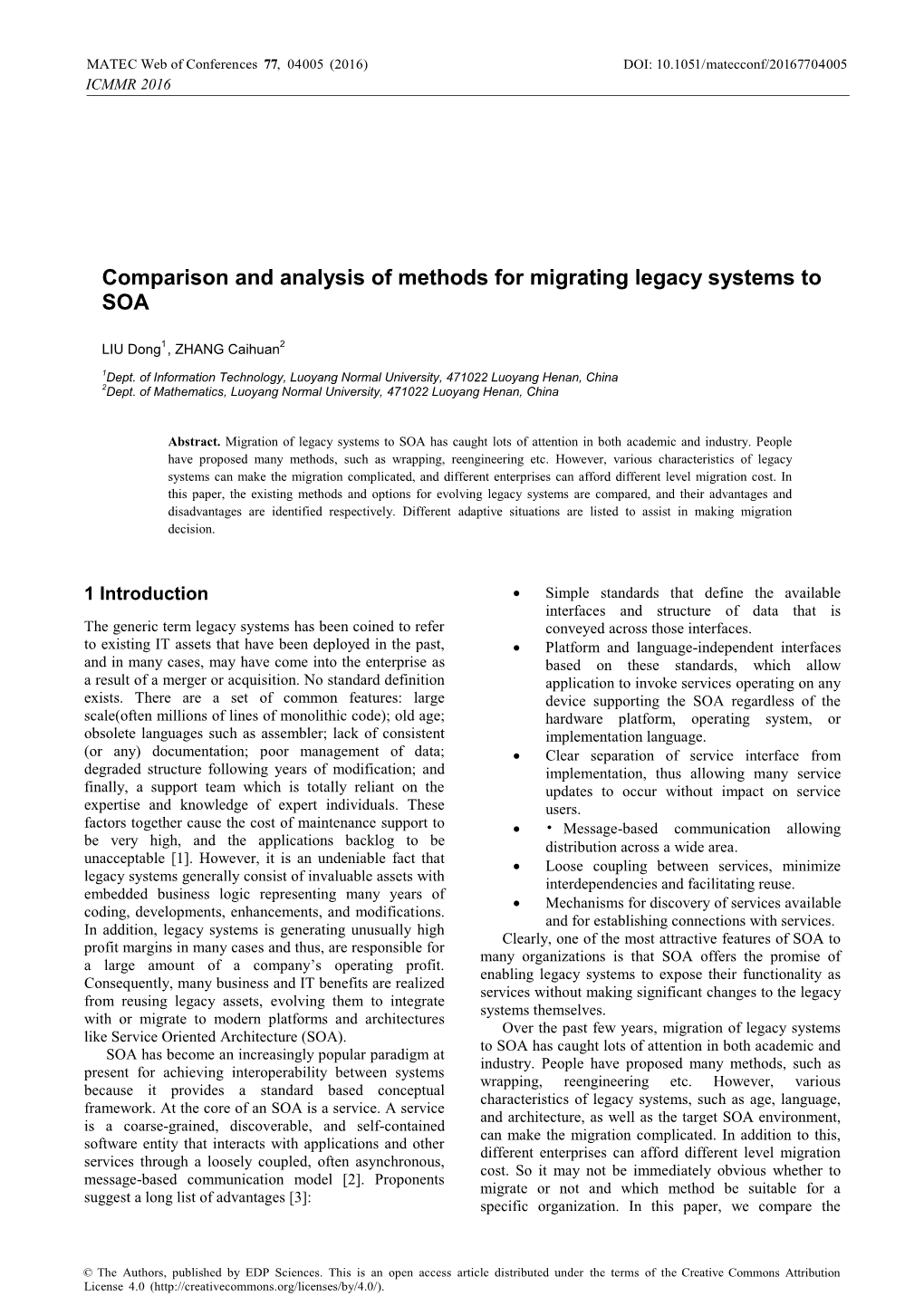 Comparison and Analysis of Methods for Migrating Legacy Systems to SOA