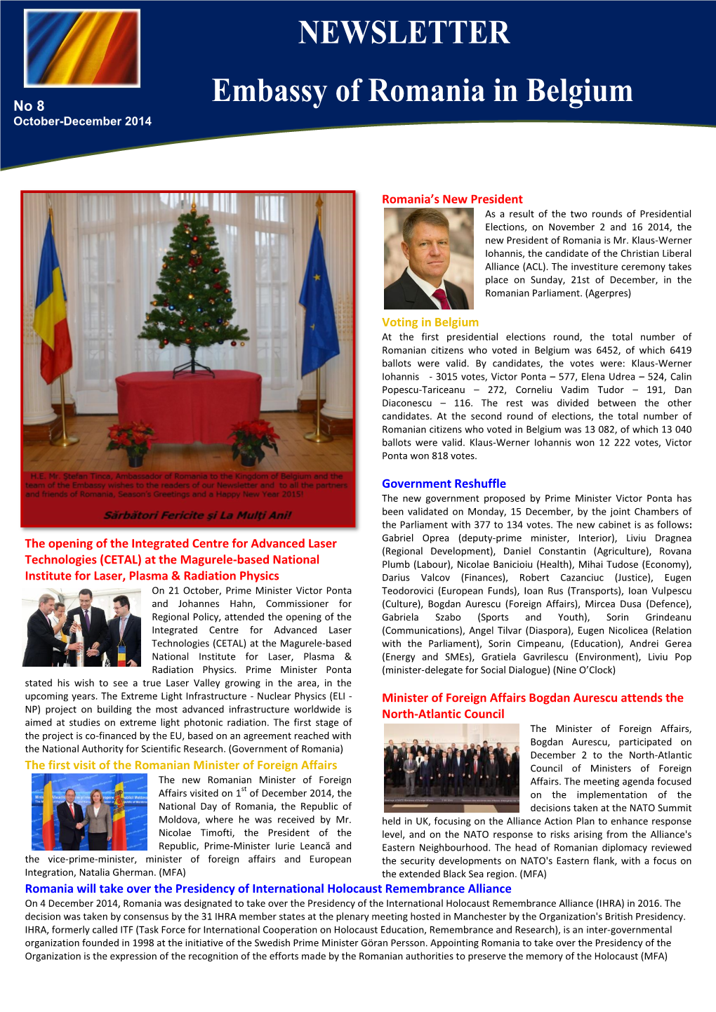 NEWSLETTER Embassy of Romania in Belgium