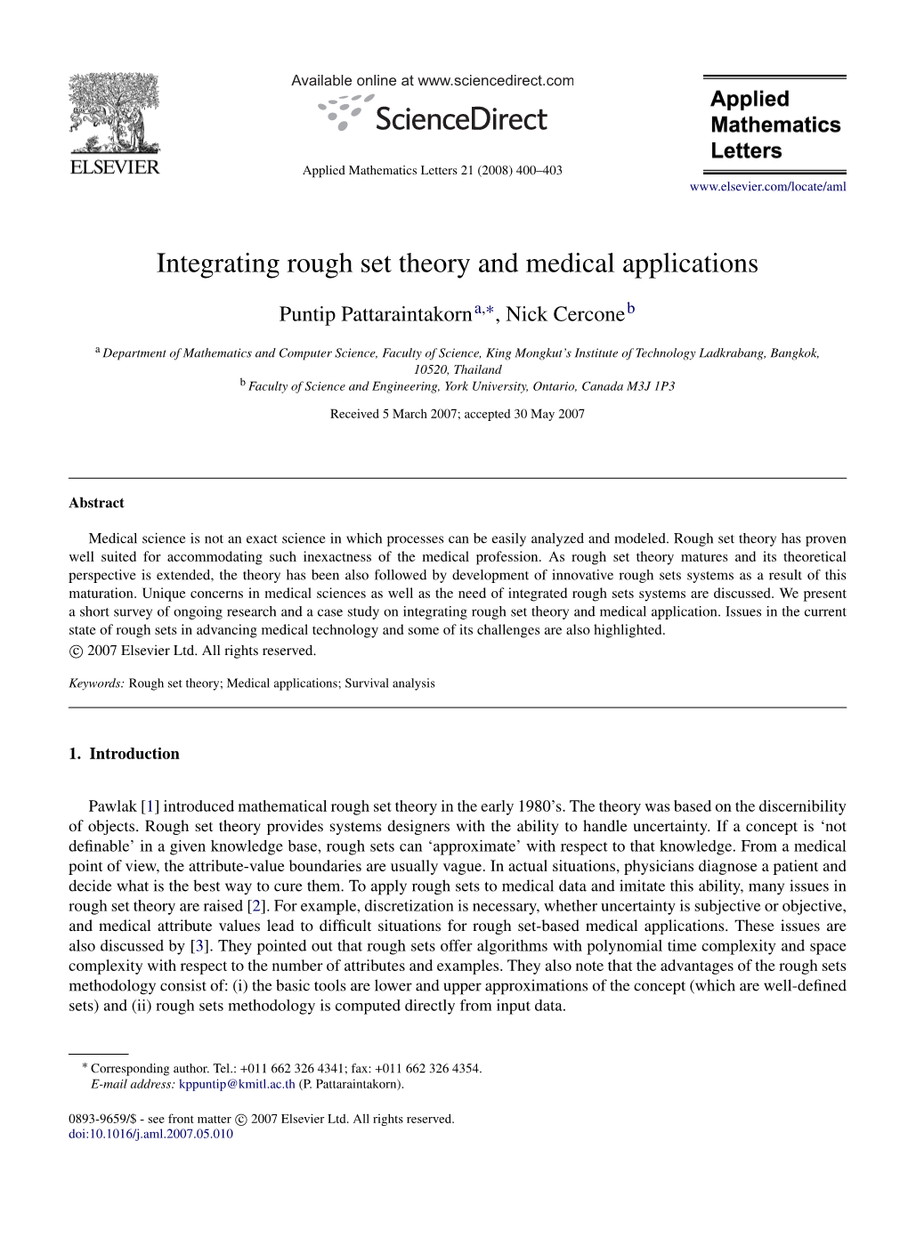 Integrating Rough Set Theory and Medical Applications