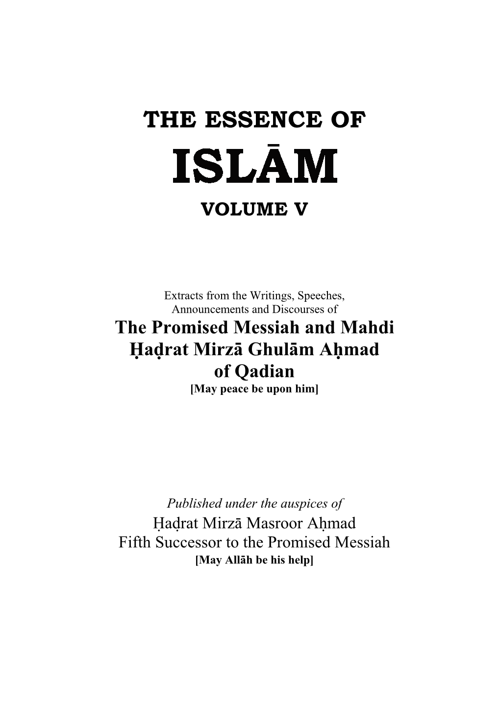 The Essence of Islam, Volume V