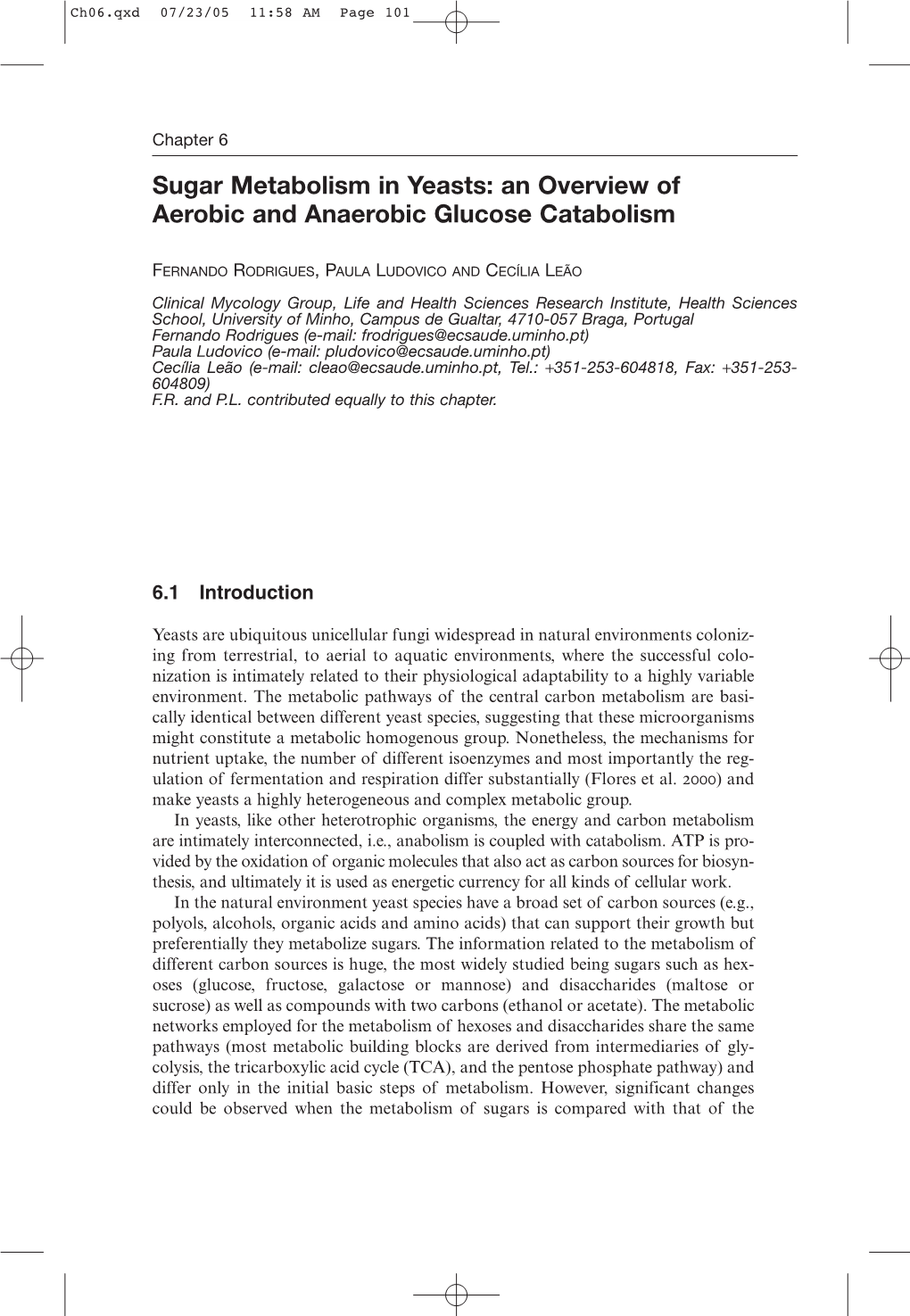 Sugar Metabolism in Yeasts: an Overview of Aerobic and Anaerobic Glucose Catabolism