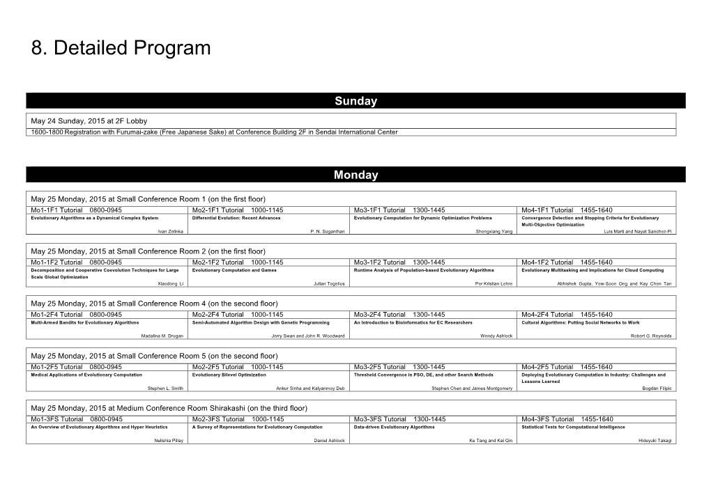 8. Detailed Program