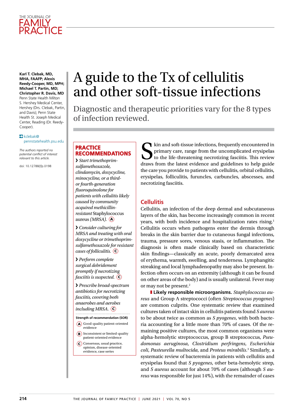 A Guide to the Tx of Cellulitis and Other Soft-Tissue Infections