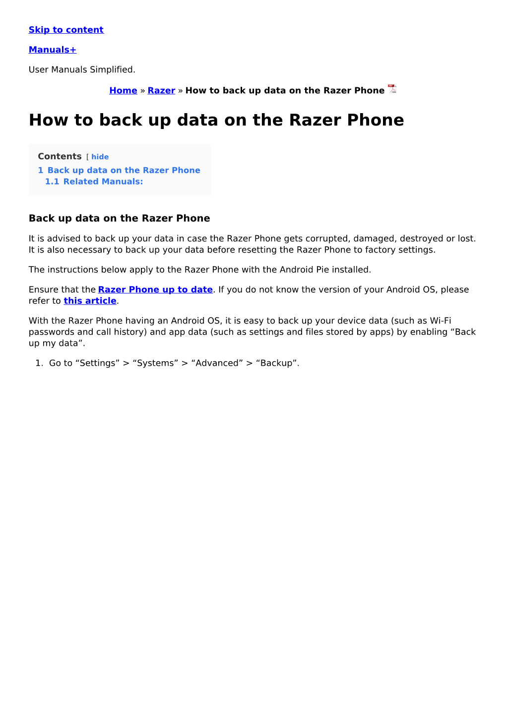 How to Back up Data on the Razer Phone