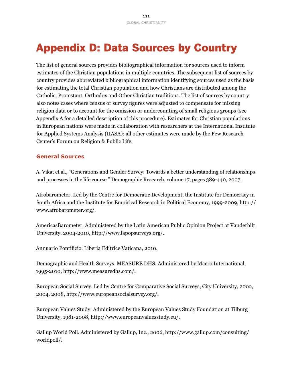 Appendix D: Data Sources by Country