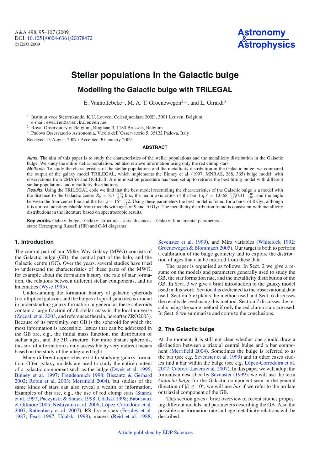 Stellar Populations in the Galactic Bulge Modelling the Galactic Bulge with TRILEGAL