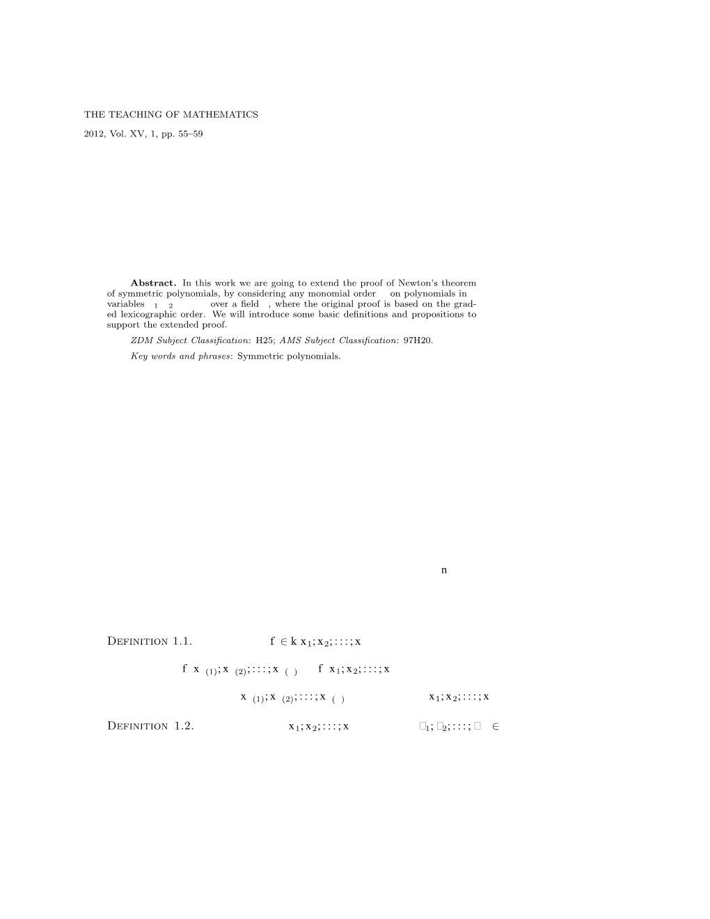 The Fundamental Theorem on Symmetric Polynomials