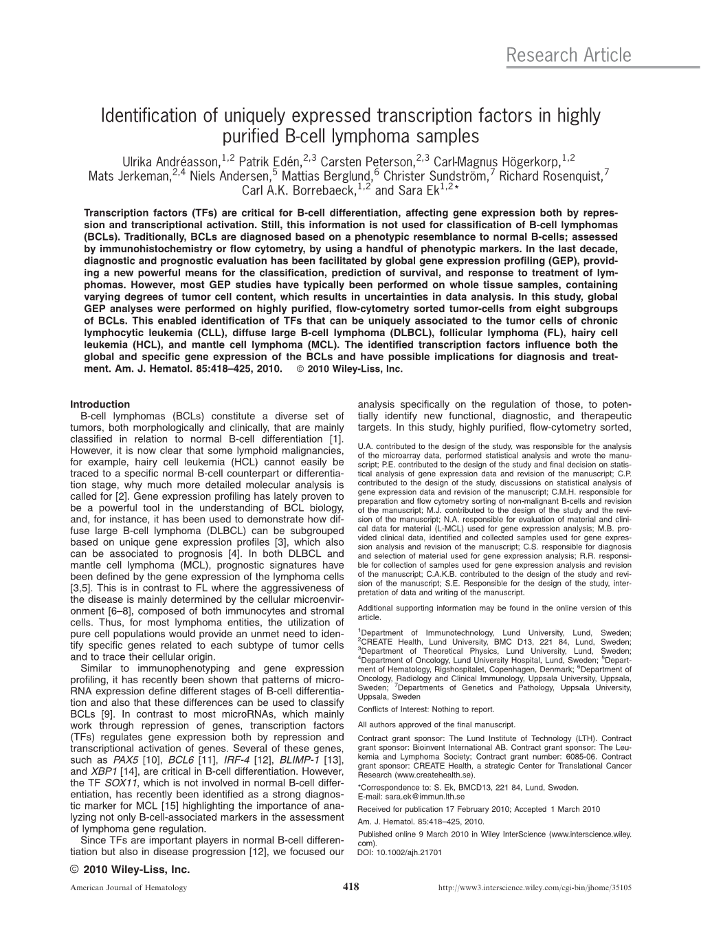 Identification of Uniquely Expressed Transcription Factors in Highly