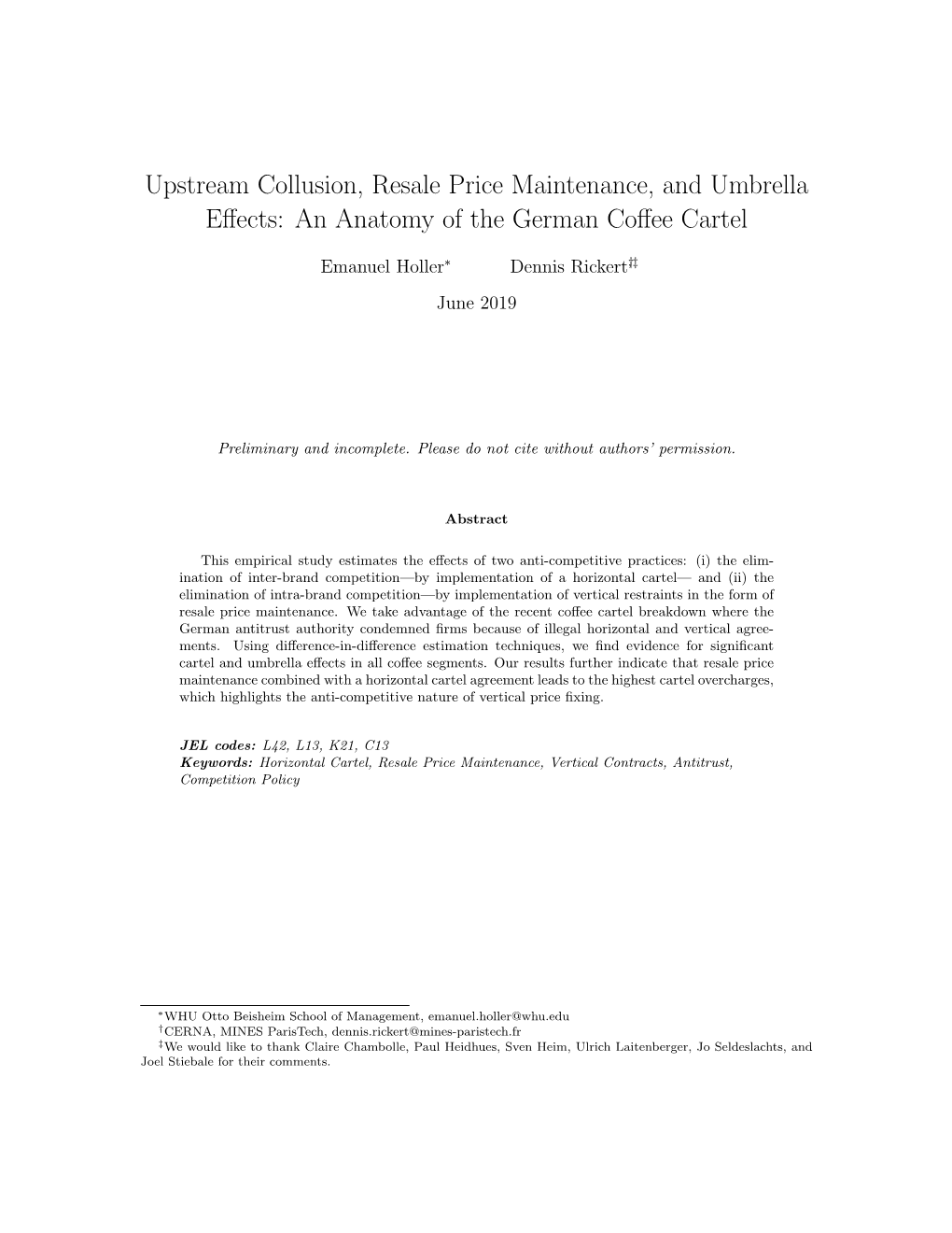 Upstream Collusion, Vertical Restraints, and Umbrella Effects