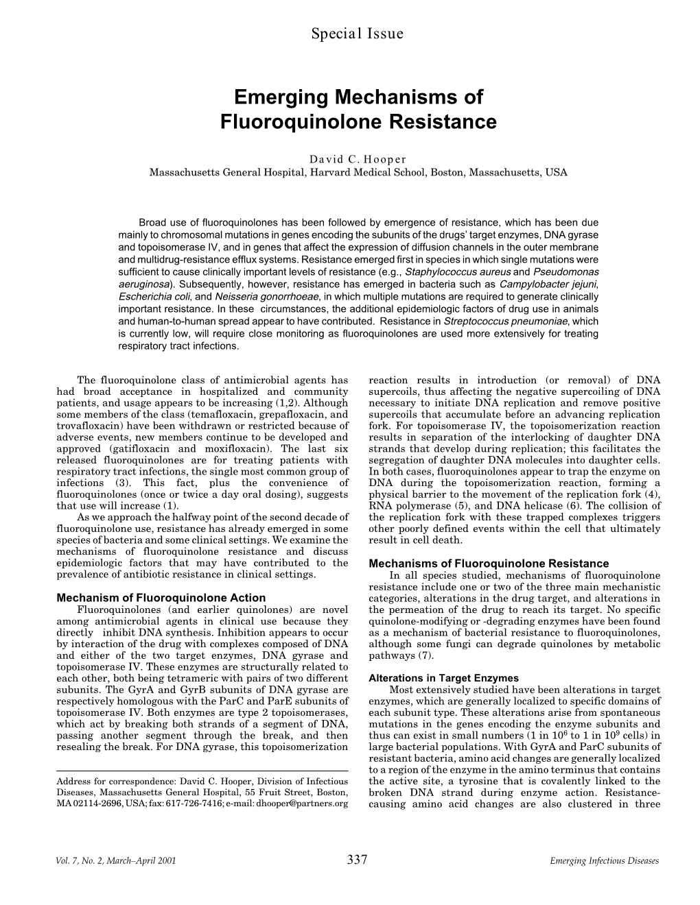 Emerging Mechanisms of Fluoroquinolone Resistance