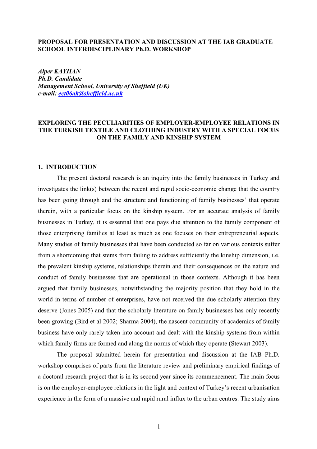 Exploring the Peculiarities of Employer-Employee Relations in the Turkish Textile and Clothing Industry with a Special Focus on the Family and Kinship System