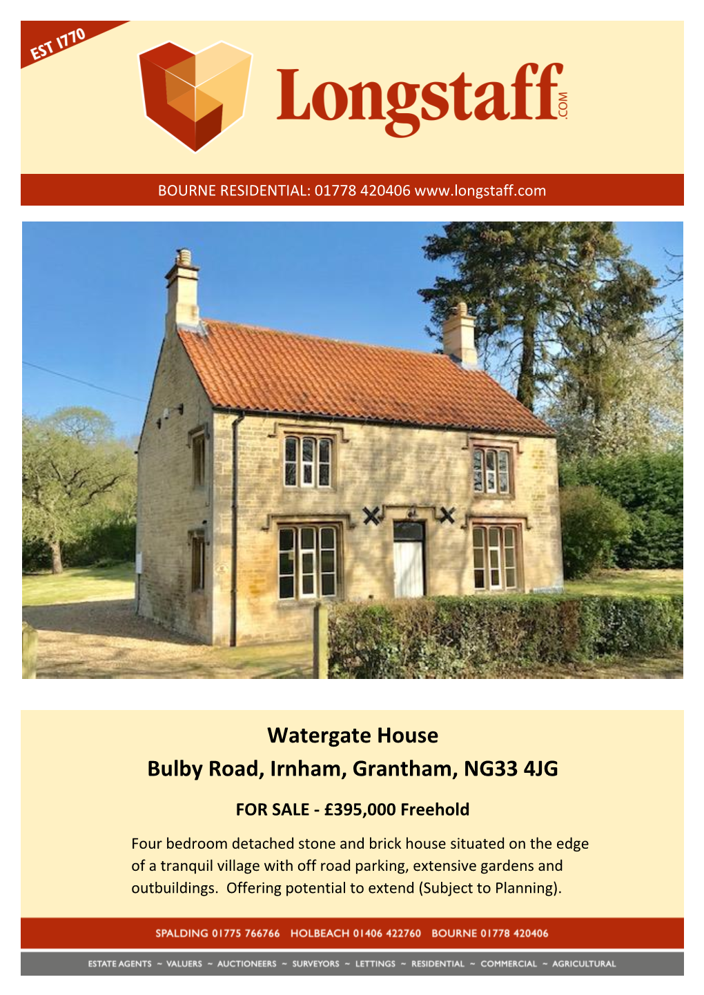 Watergate House Bulby Road, Irnham, Grantham, NG33 4JG