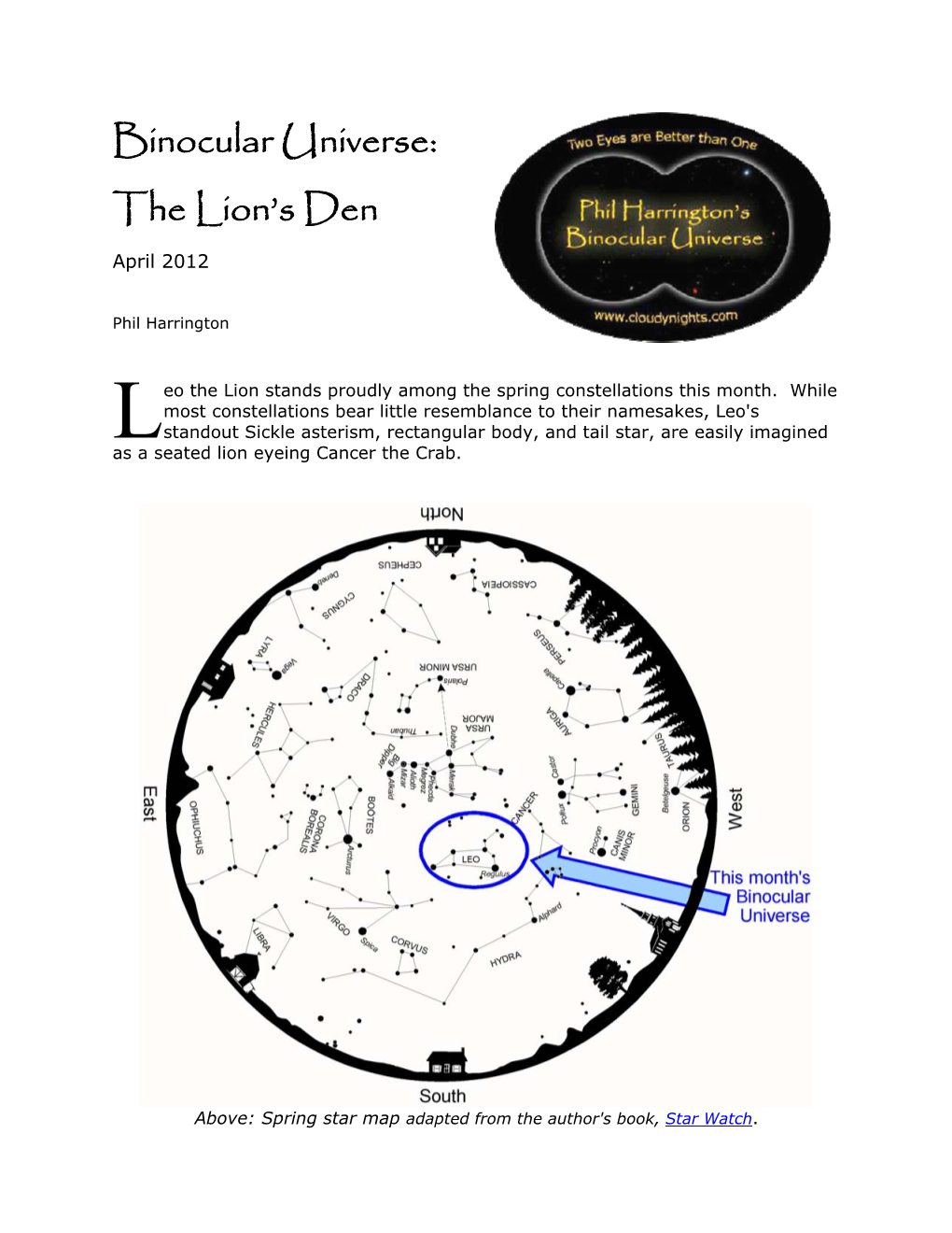 Binocular Universe: the Lion’S Den April 2012