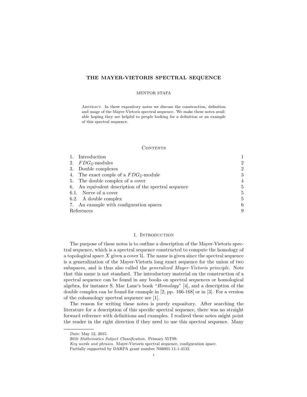 The Mayer-Vietoris Spectral Sequence