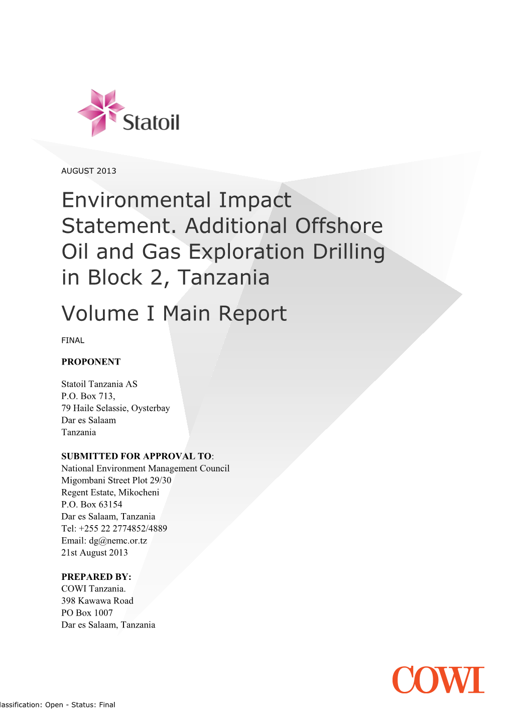 Additional Offshore Exploration Drilling in Block 2 Tanzania