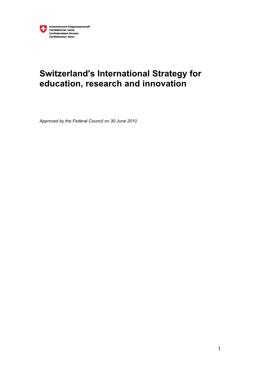 Switzerland's International Strategy for Education, Research and Innovation