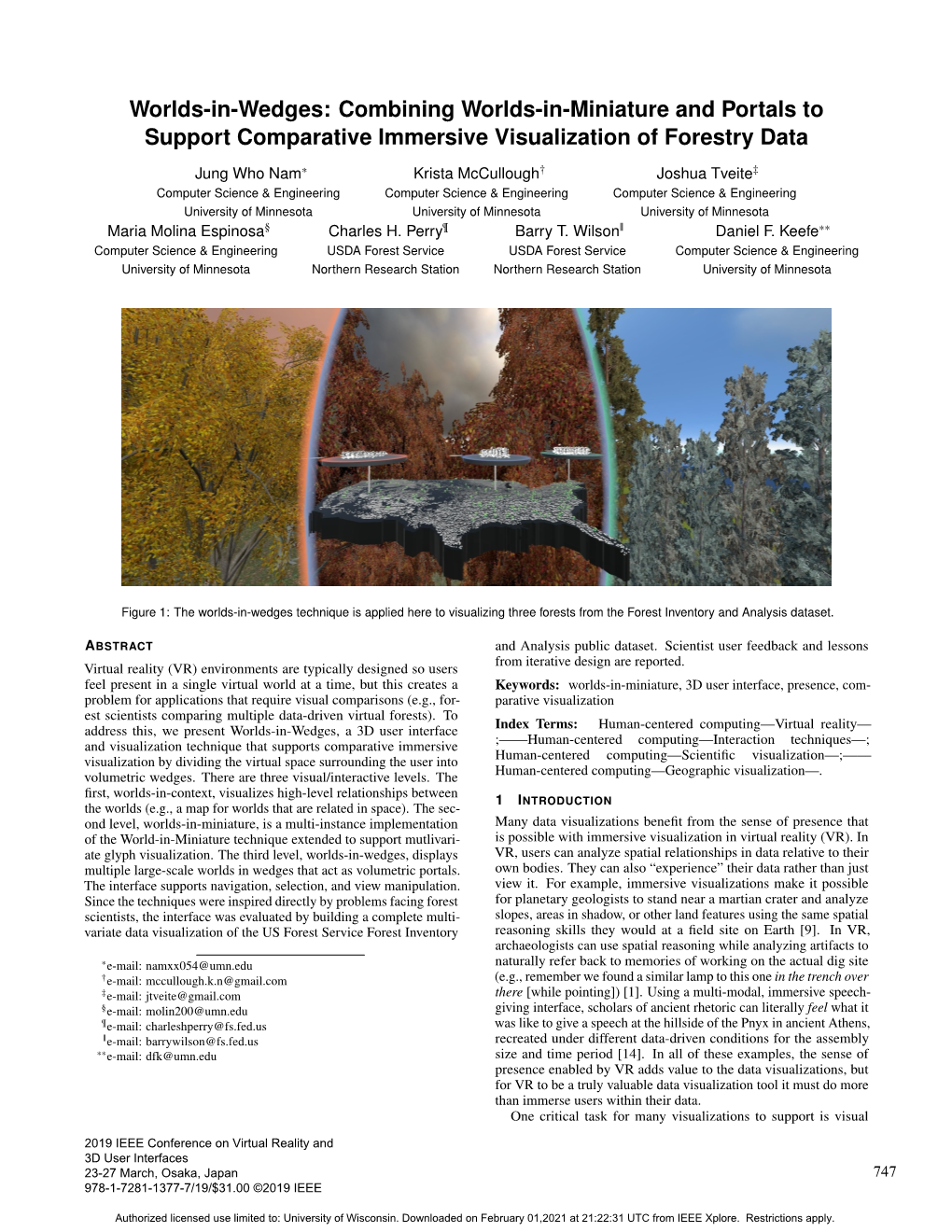 Combining Worlds-In-Miniature and Portals to Support Comparative Immersive Visualization of Forestry Data