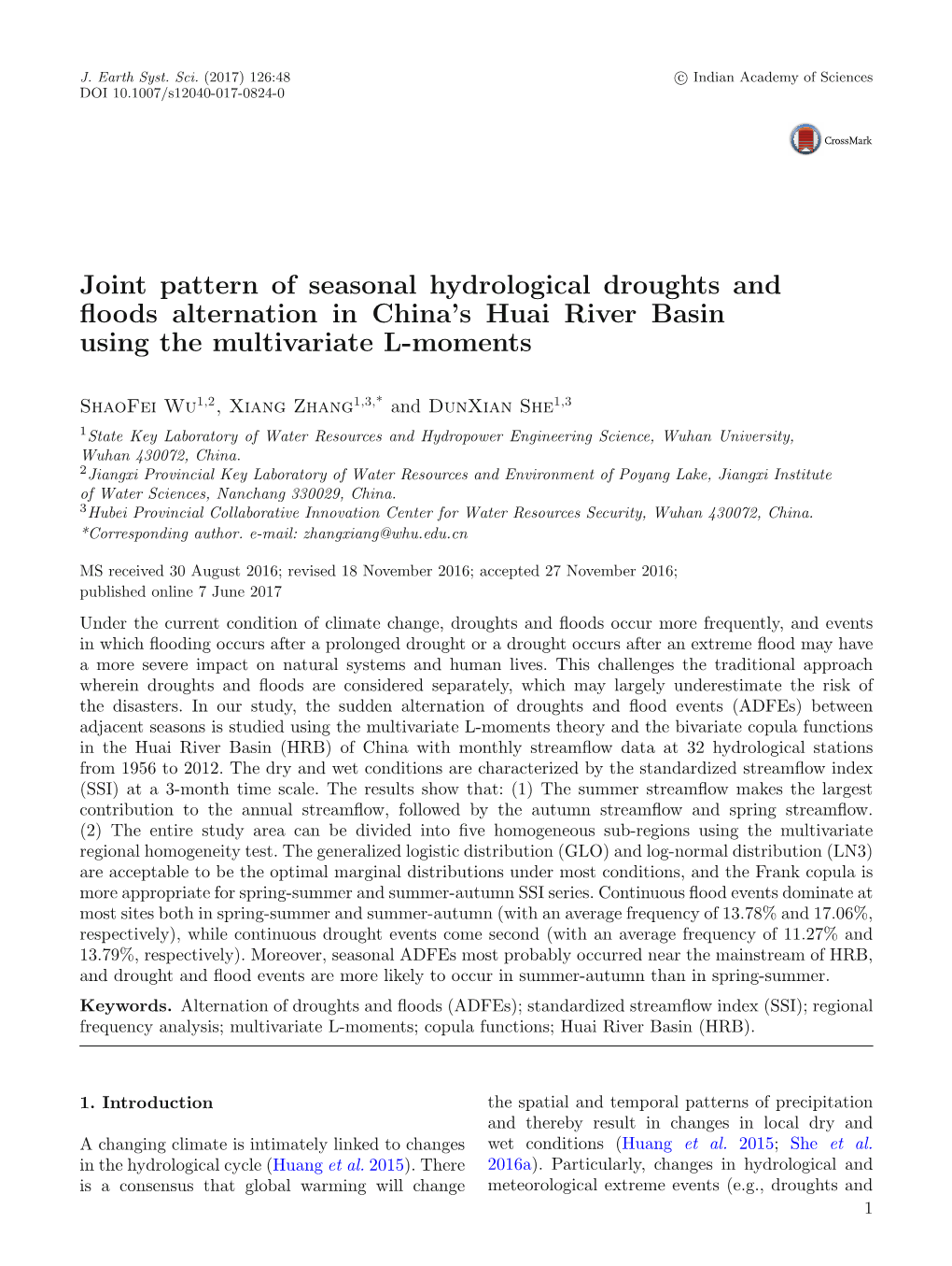 Joint Pattern of Seasonal Hydrological Droughts and Floods