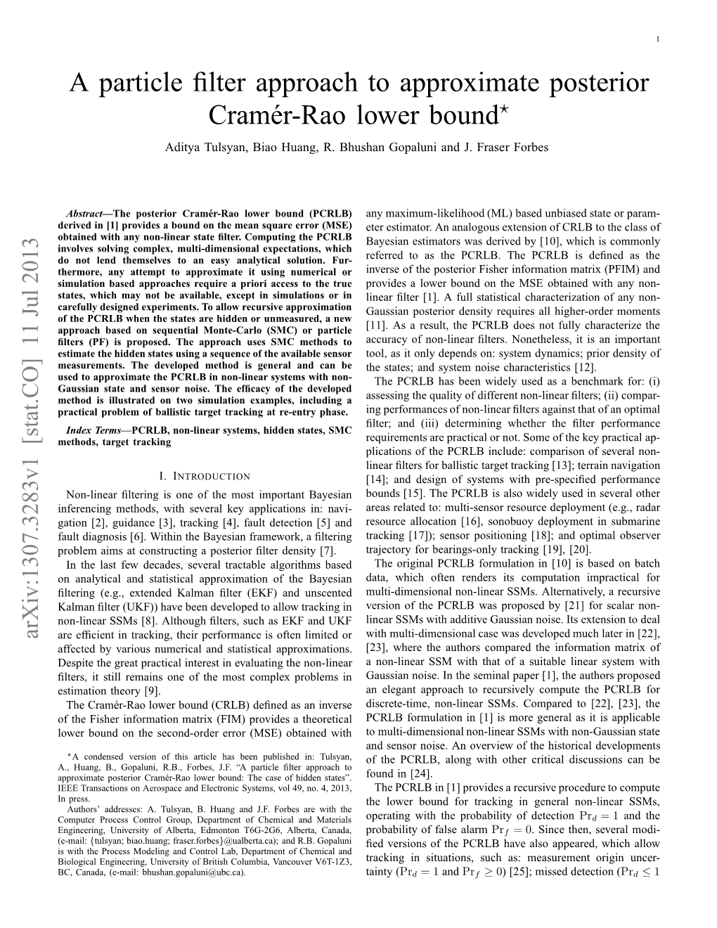 A Particle Filter Approach to Approximate Posterior Cramér-Rao