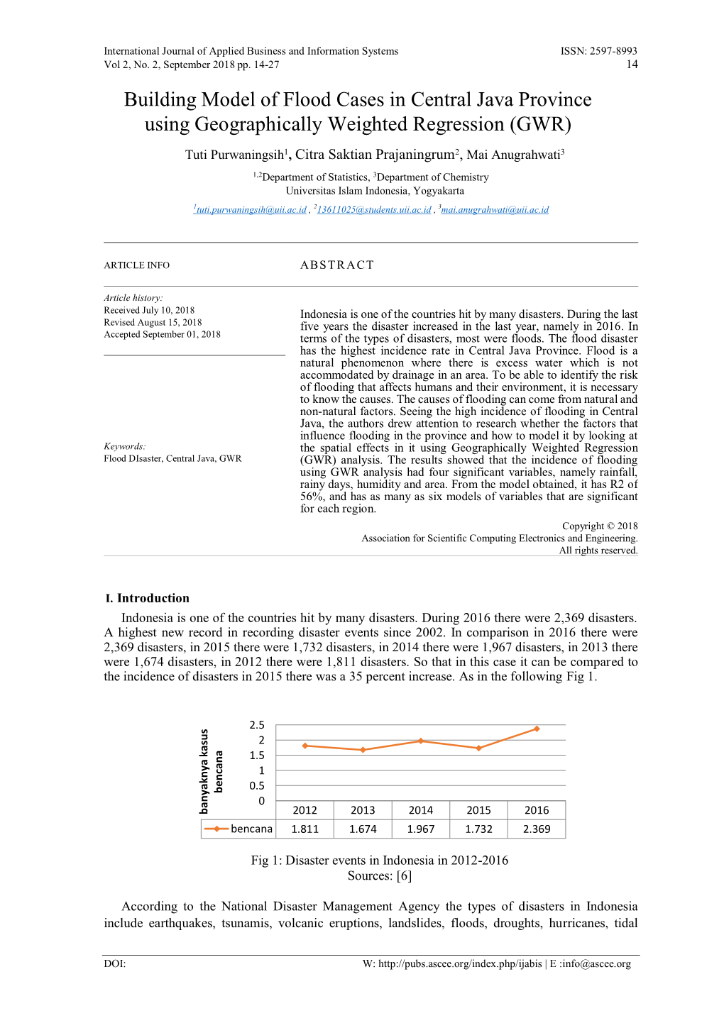 Building Model of Flood Cases in Central Java Province Using