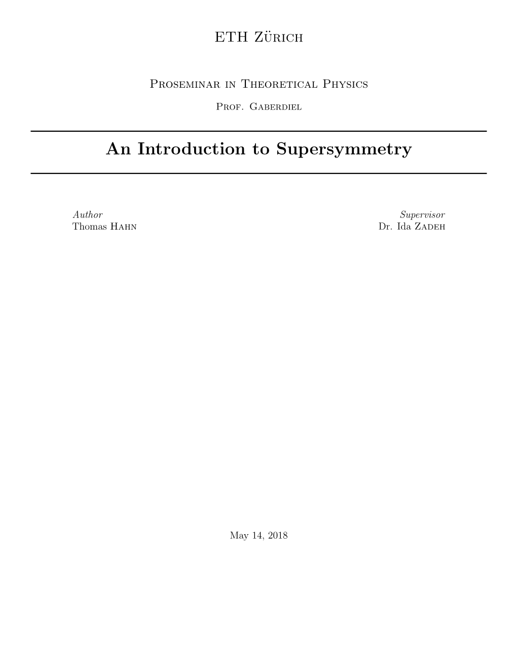 An Introduction to Supersymmetry