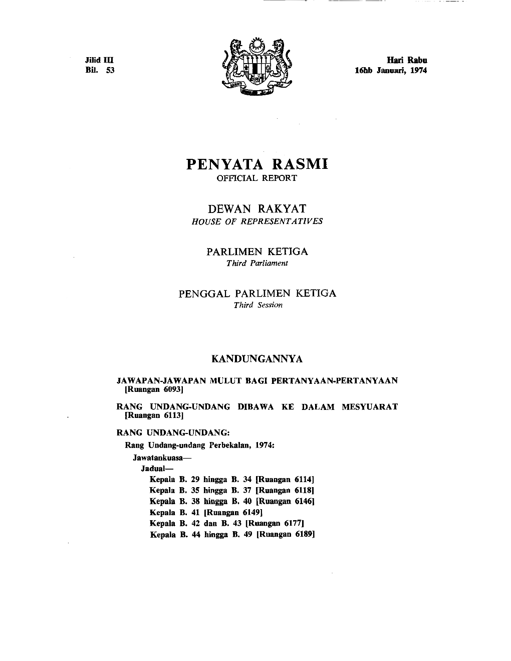 Penyata Rasmi Official Report