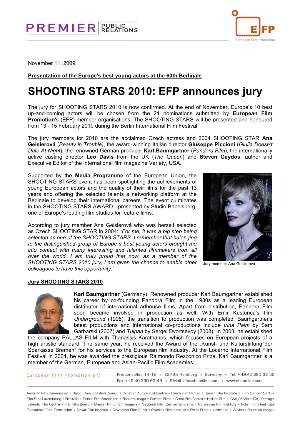 SHOOTING STARS 2010: EFP Announces Jury