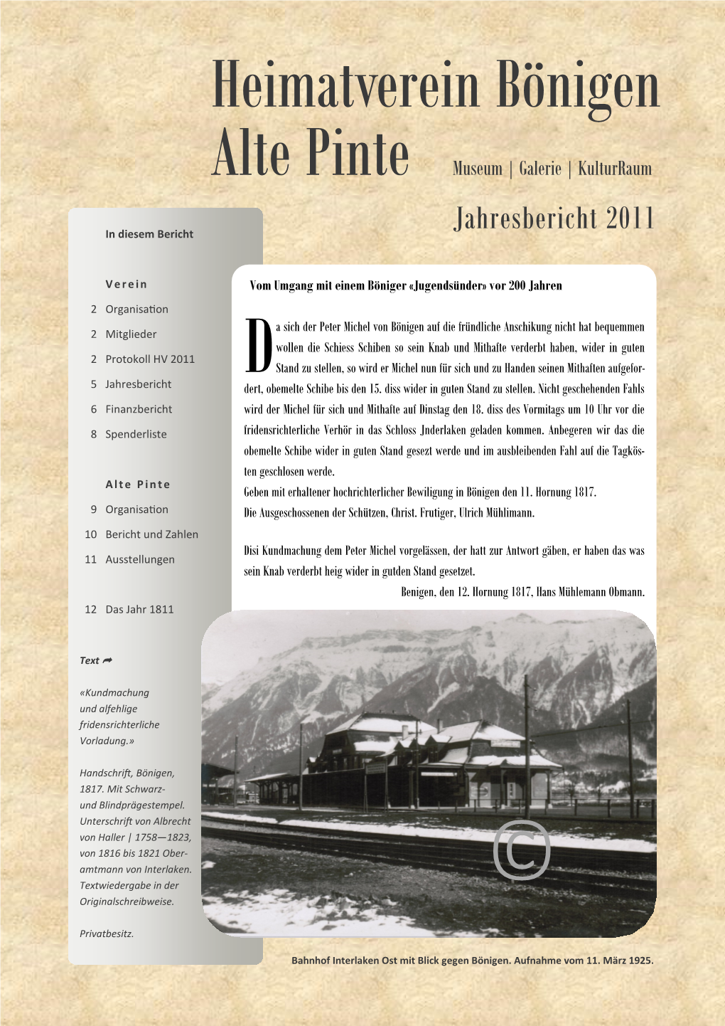Heimatverein Jahresbericht 2011