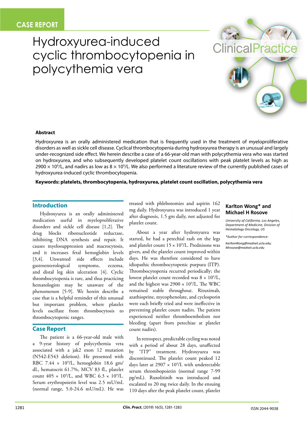 Hydroxyurea-Induced Cyclic Thrombocytopenia in Polycythemia Vera