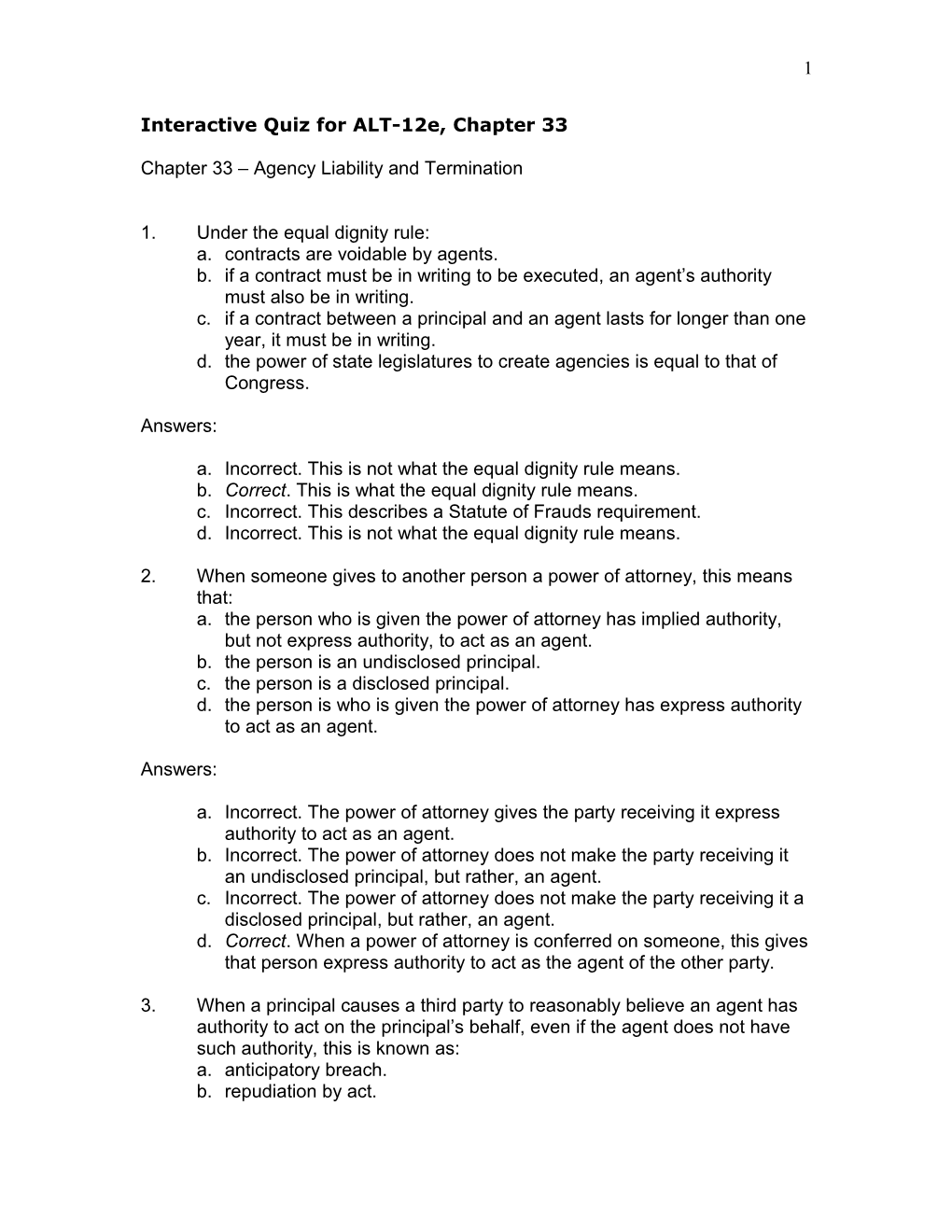 On-Line Test Bank for West Business Law s1