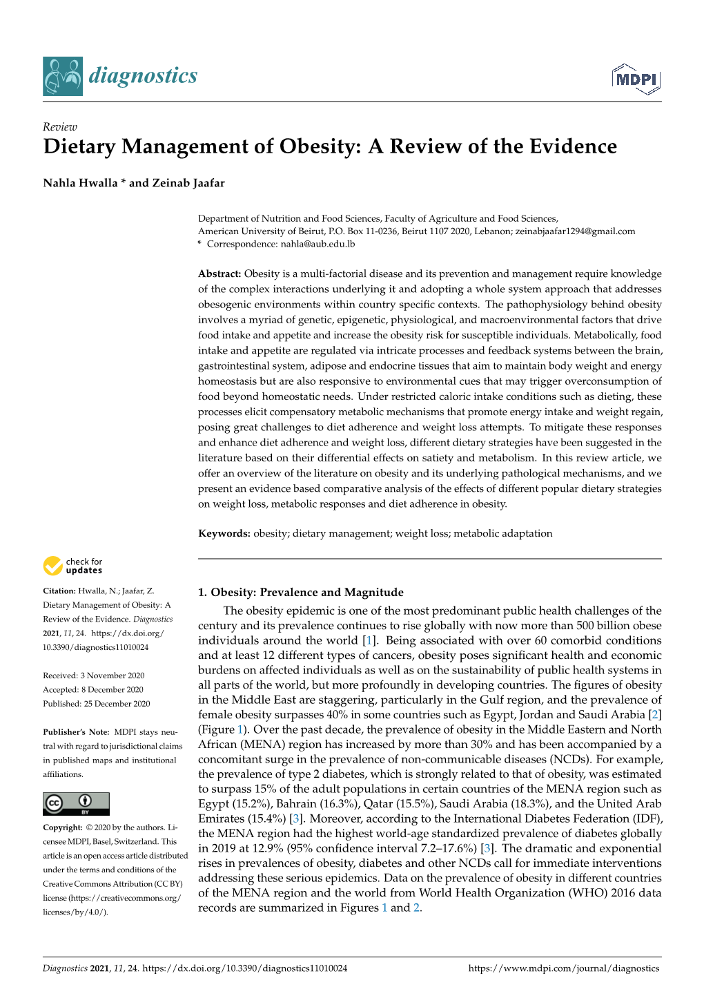 Dietary Management of Obesity: a Review of the Evidence