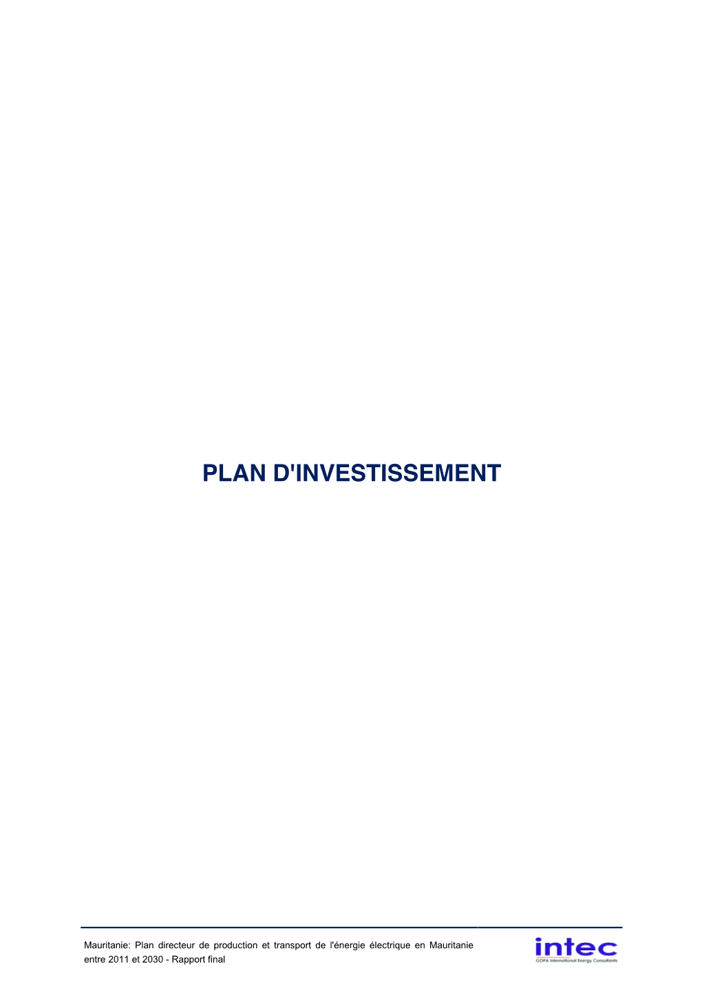 Plan D'investissement