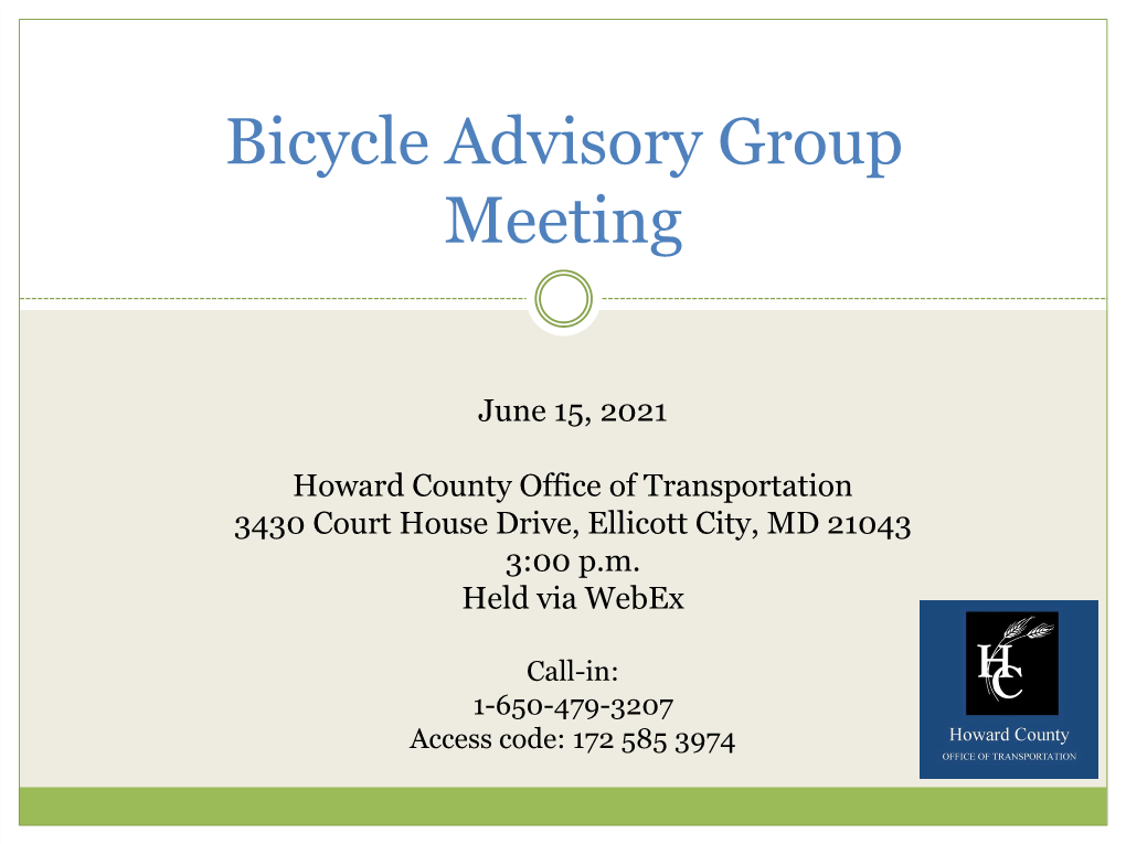 Bicycle Advisory Group Meeting January 14, 2020