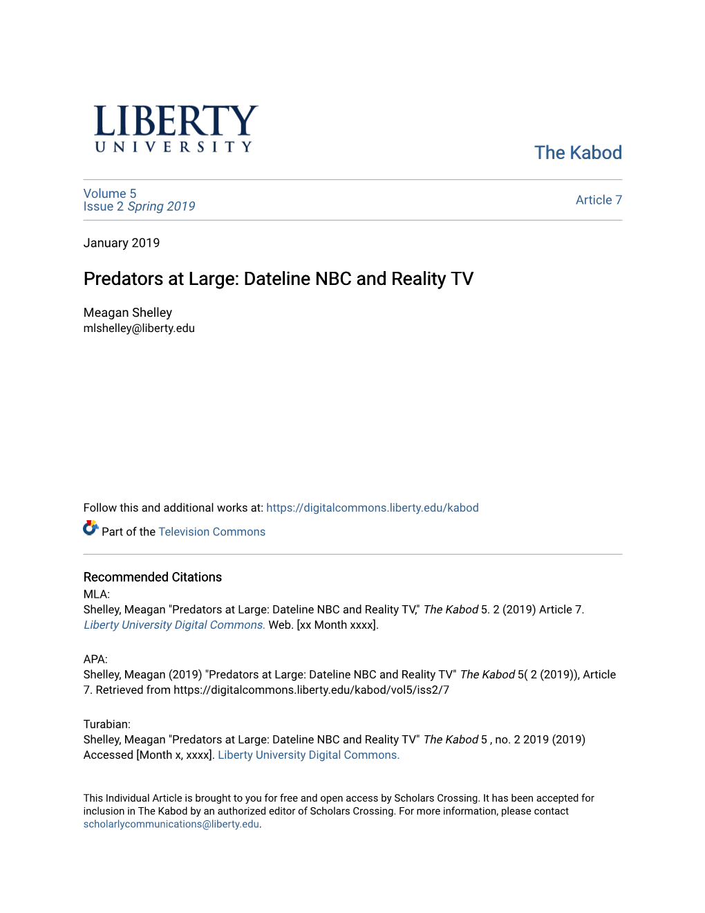 Predators at Large: Dateline NBC and Reality TV