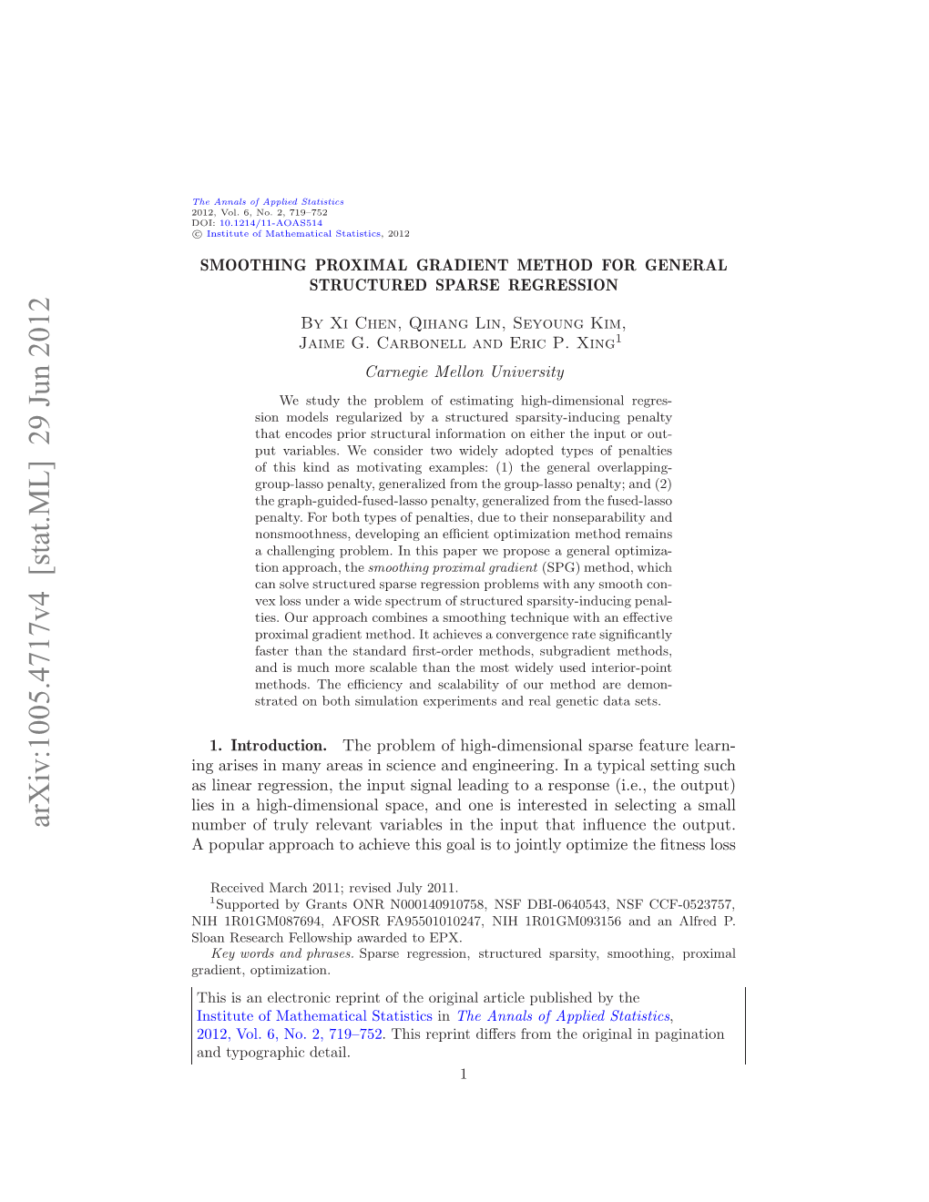 Smoothing Proximal Gradient Method for General Structured Sparse