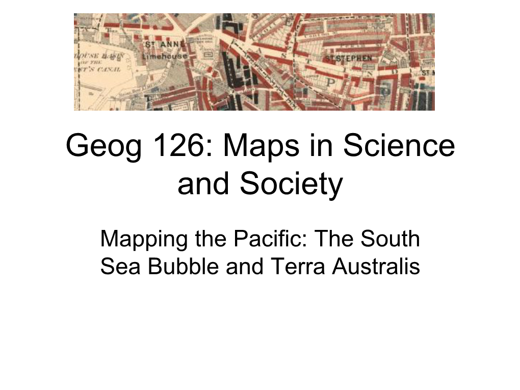 Mapping the Pacific: the South Sea Bubble and Terra Australis