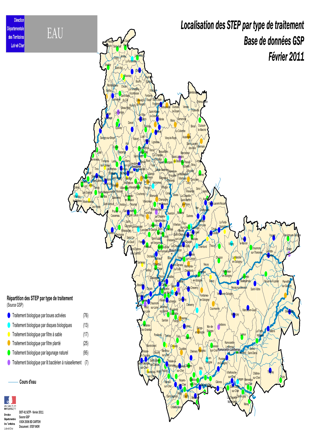 Localisation Des STEP Par Type De Traitement Base De Données GSP Février 2011