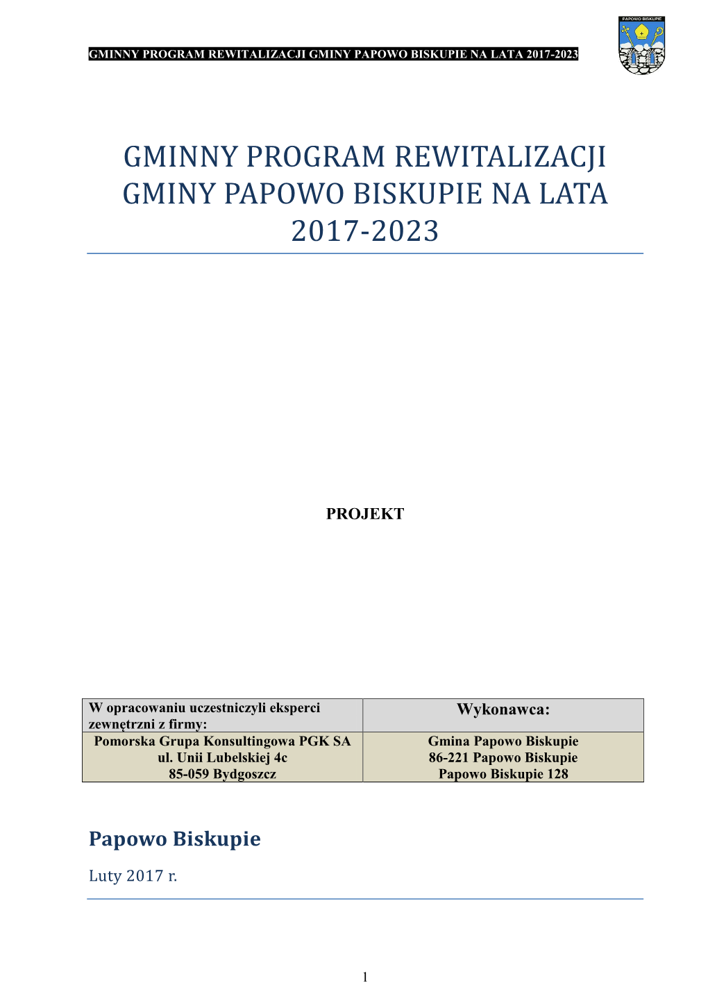 Gminny Program Rewitalizacji Gminy Papowo Biskupie Na Lata 2017-2023