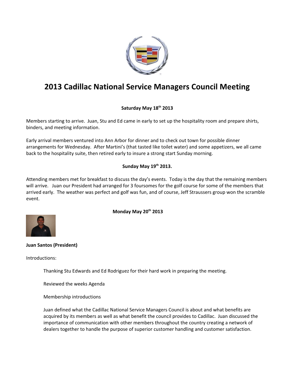 2013 Cadillac National Service Managers Council Meeting