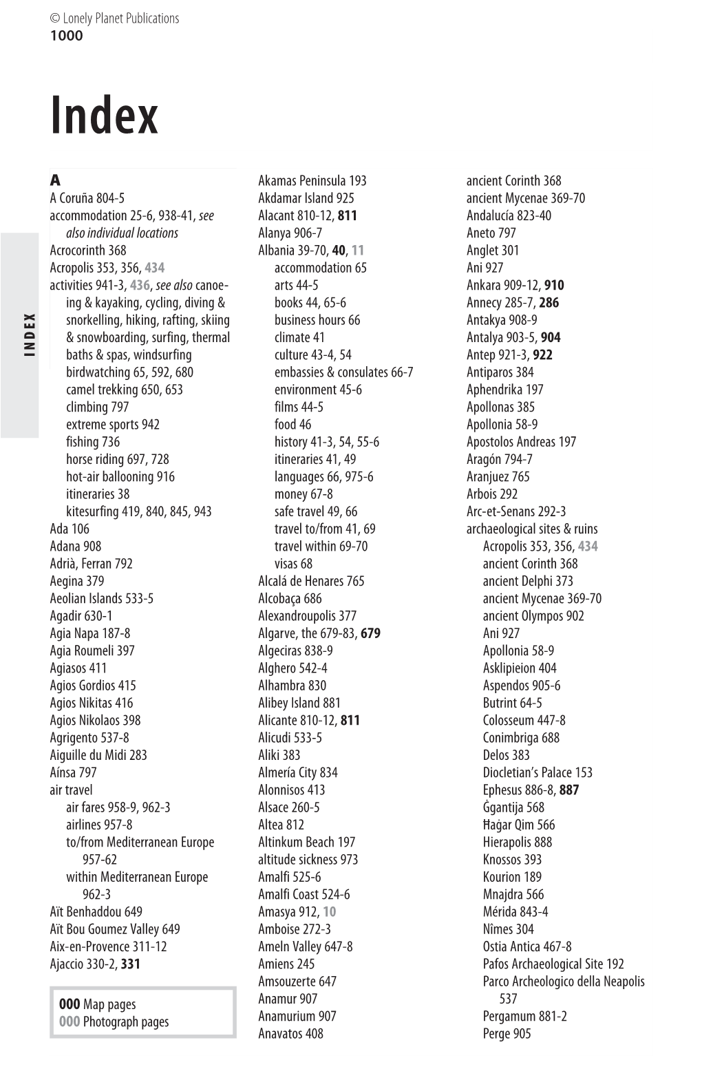 1000 INDEX AA Coruña 804-5 Accommodation 25-6