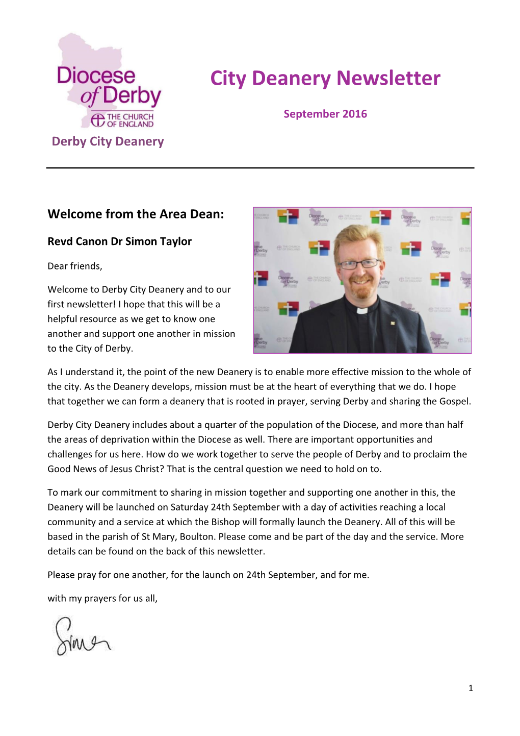 Derby City Deanery: Newsletter 001