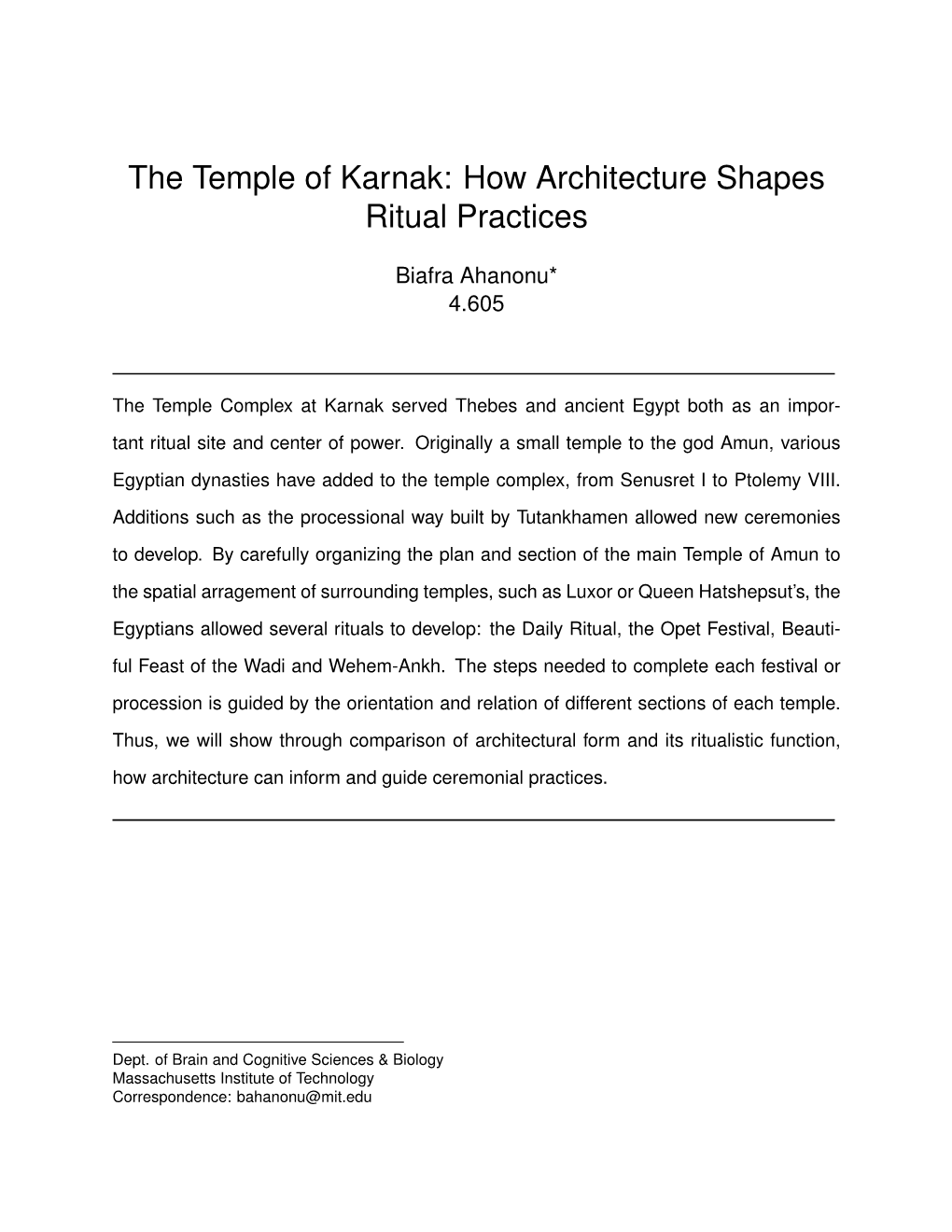 The Temple of Karnak: How Architecture Shapes Ritual Practices