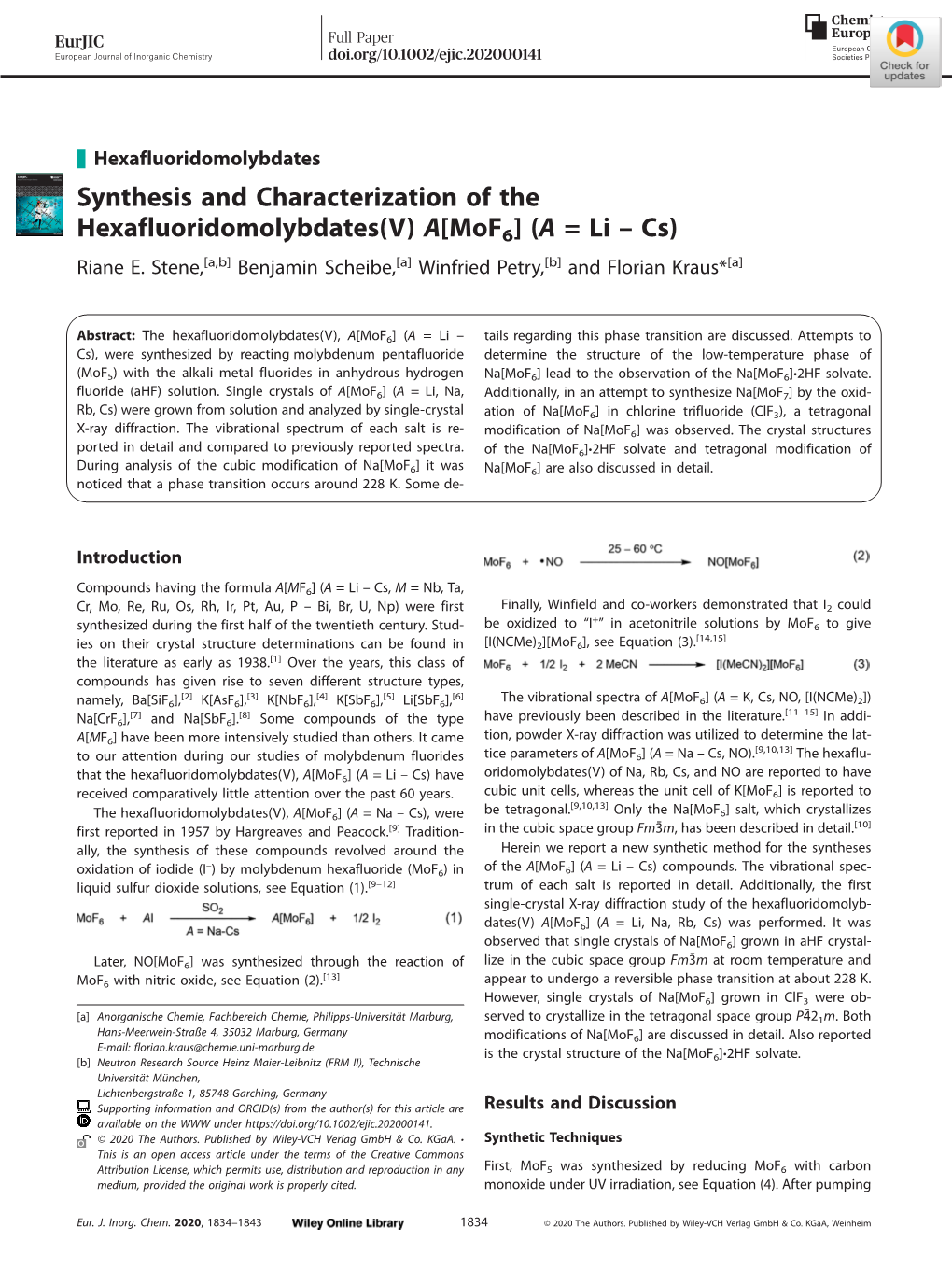 A[Mof6](A =Li–Cs) Riane E