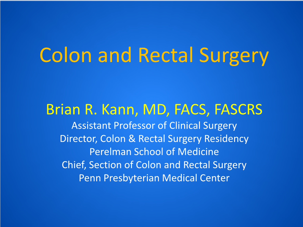 Colon and Rectal Surgery