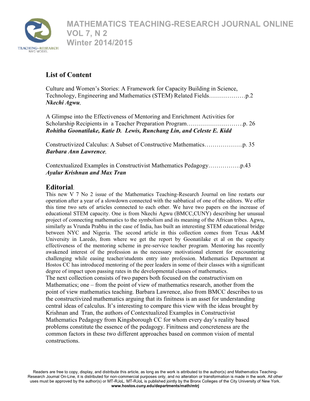 Mathematics Teaching-Research Journal (MTRJ)