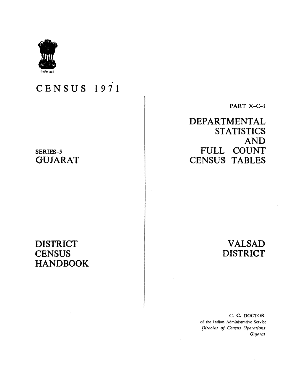 Departmental Statistics and Full Count Census, Tables Valsad District
