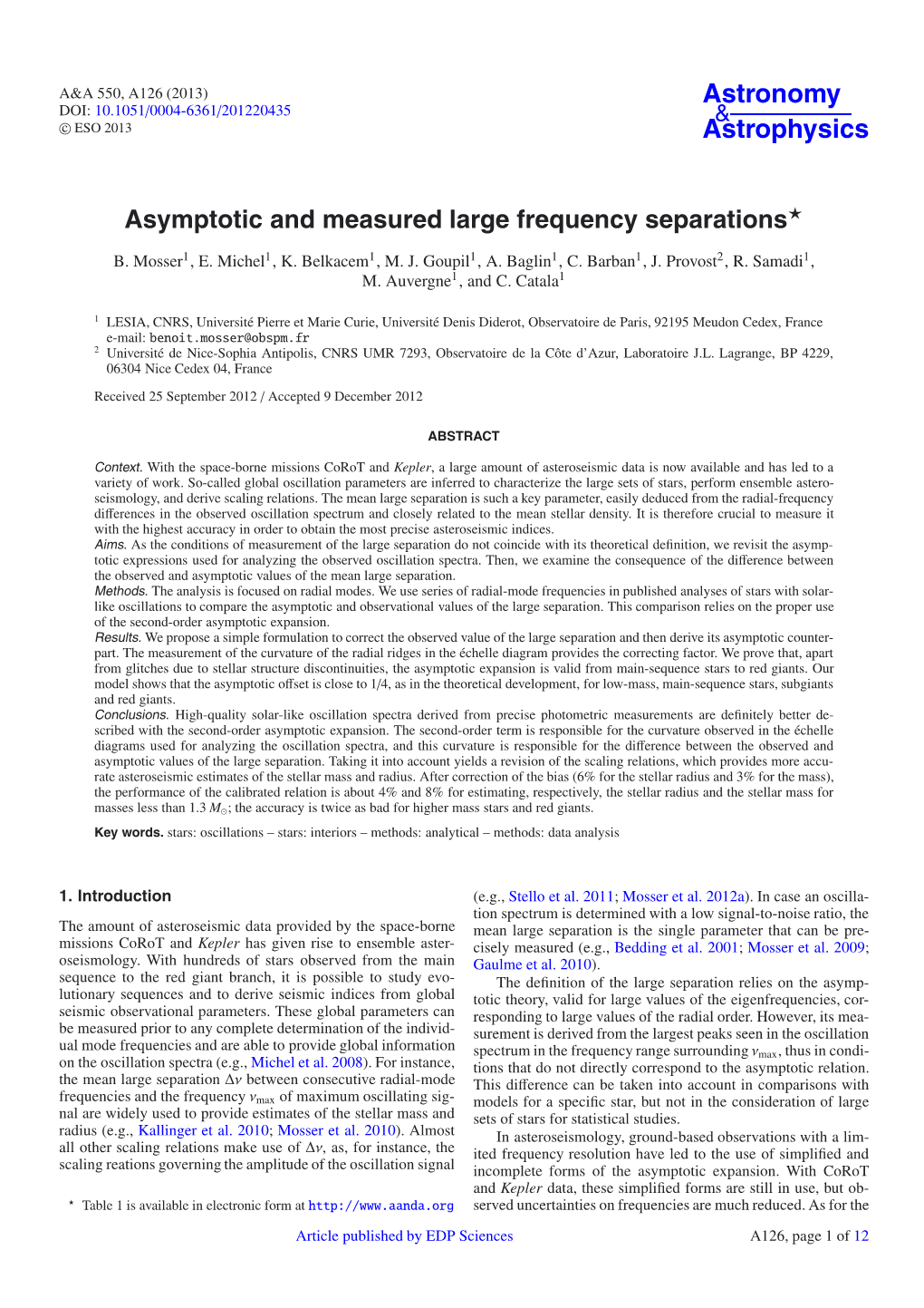 Asymptotic and Measured Large Frequency Separations⋆