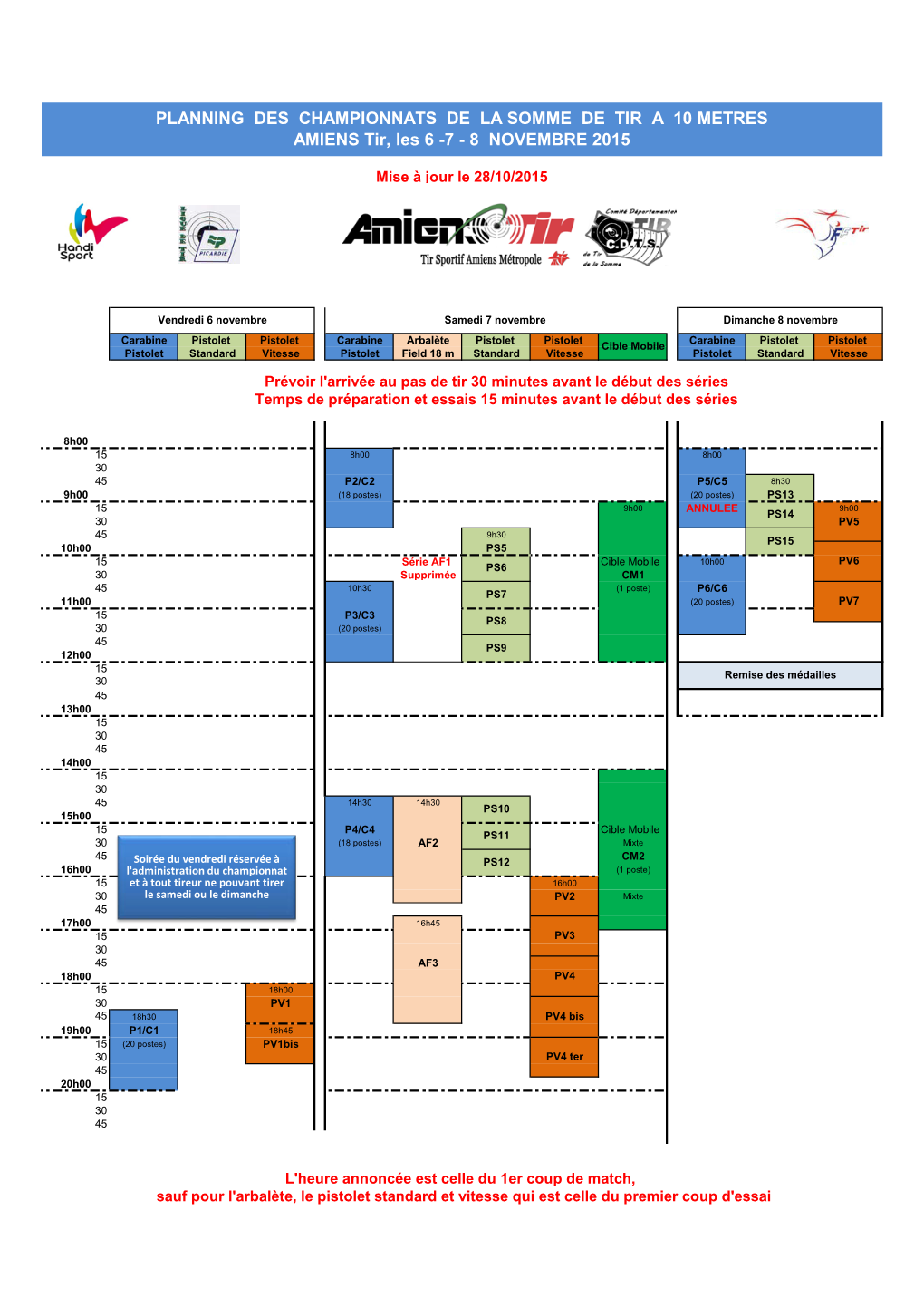 Planning Des Tirs