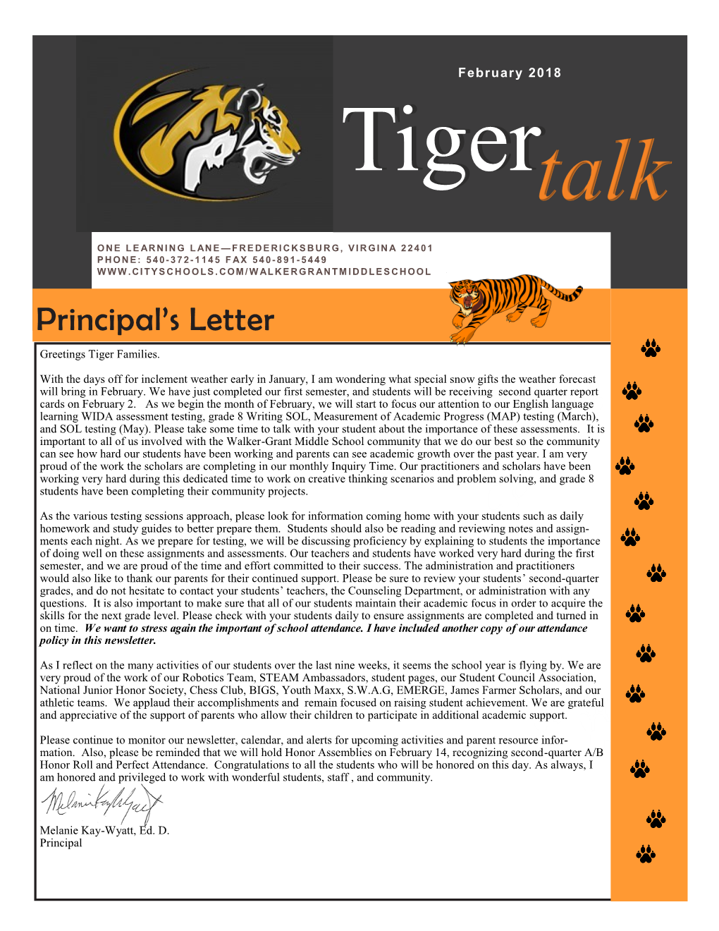 Principal's Letter